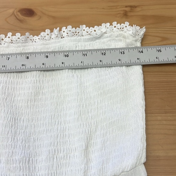 Simplee Tiered Maxi Dress Size S White 100% Cotton Elastic Smocked Top Lace Trim - Picture 10 of 11